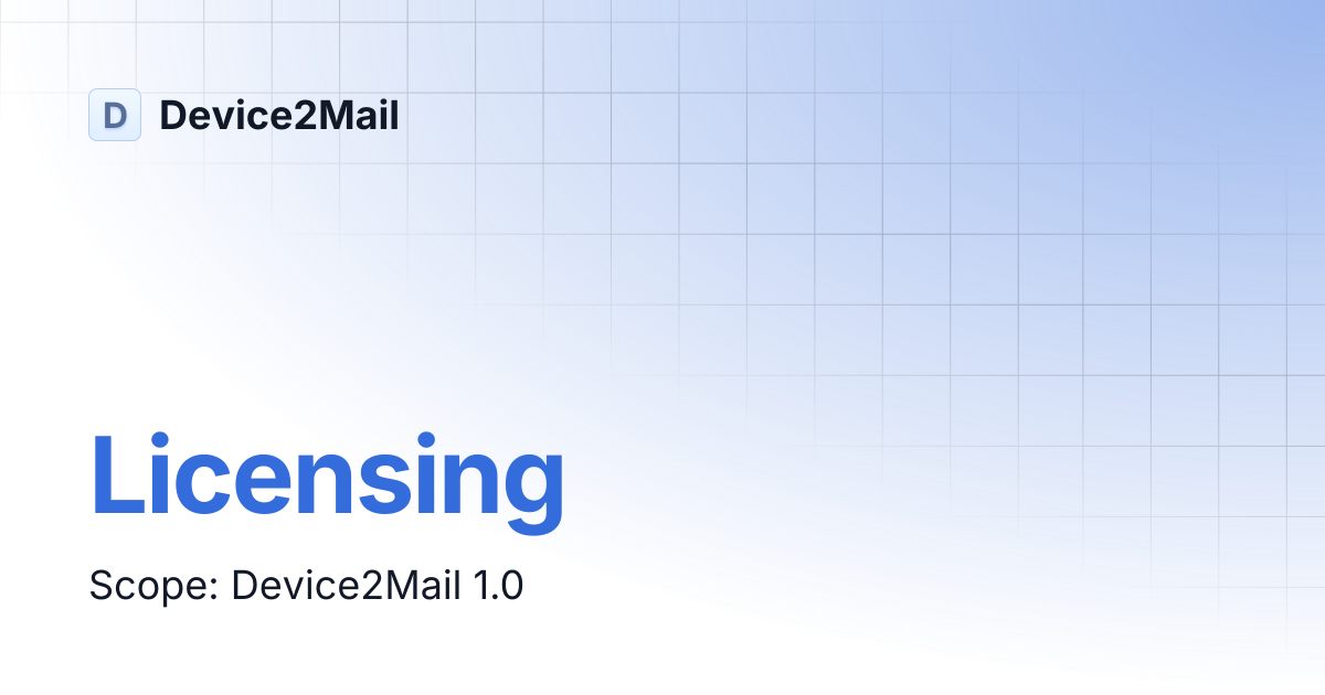 Licensing | Device2Mail